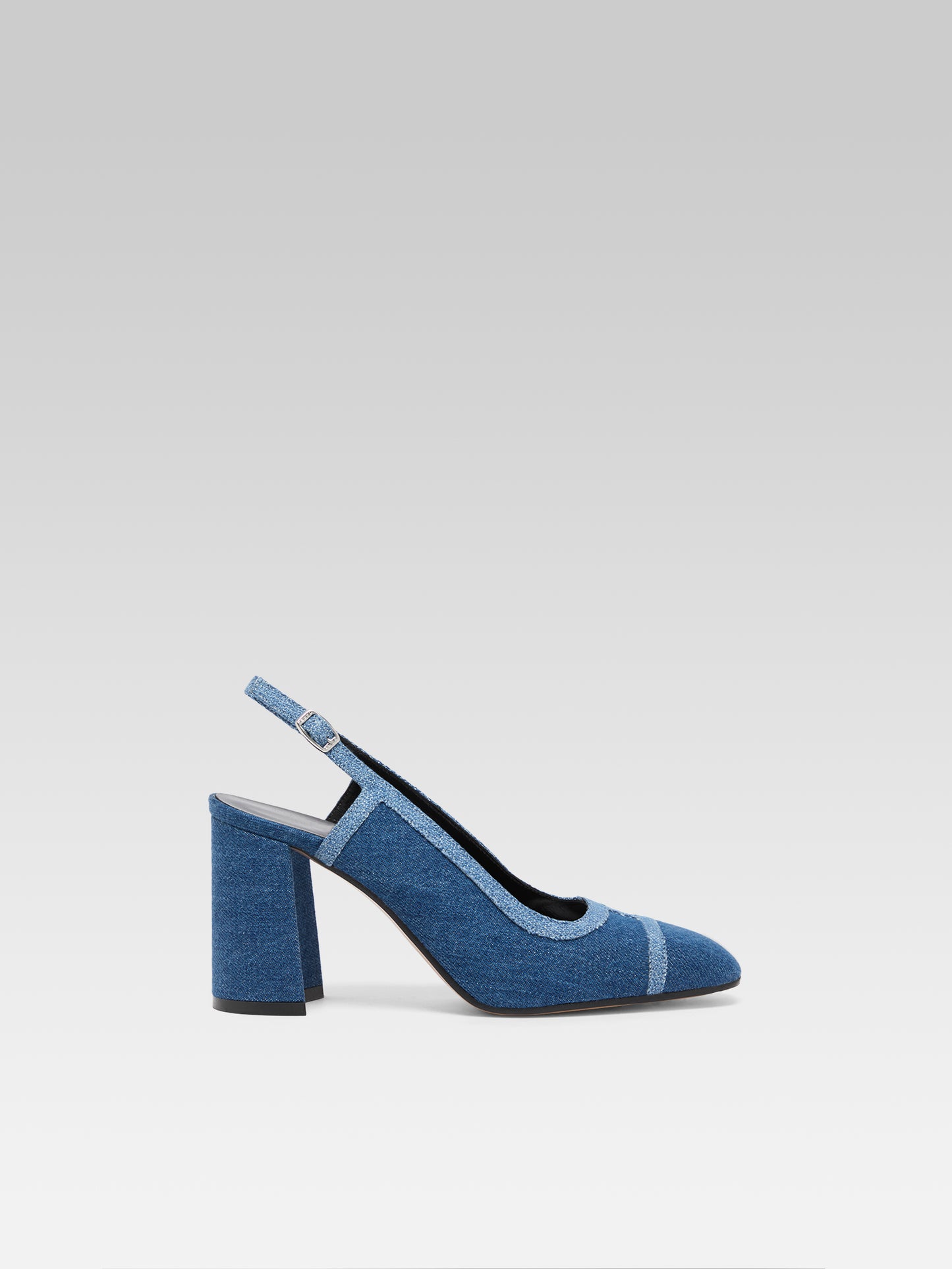 Alizee - Escarpins slingback tissu bi-jeans