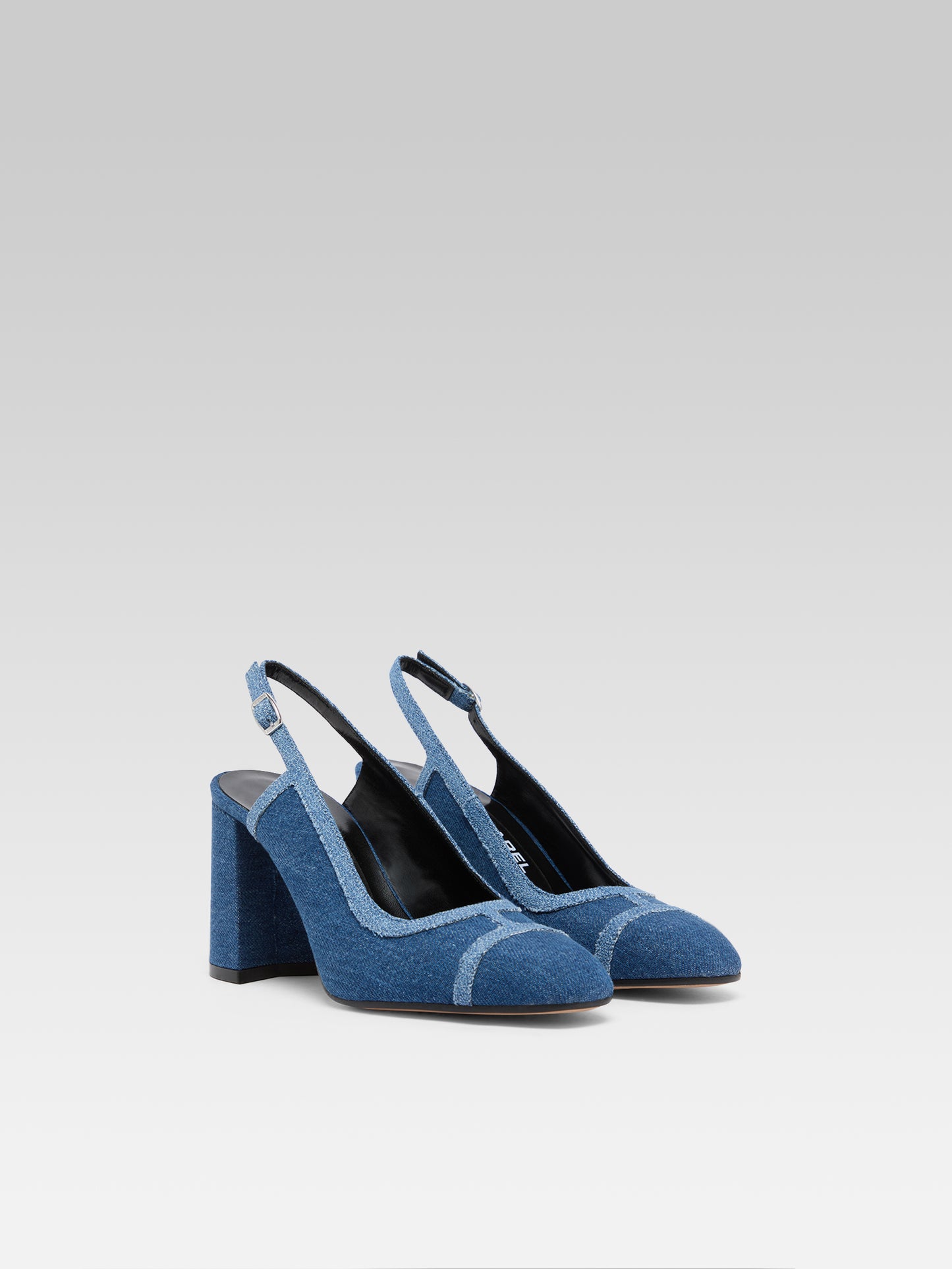 Alizee - Escarpins slingback tissu bi-jeans