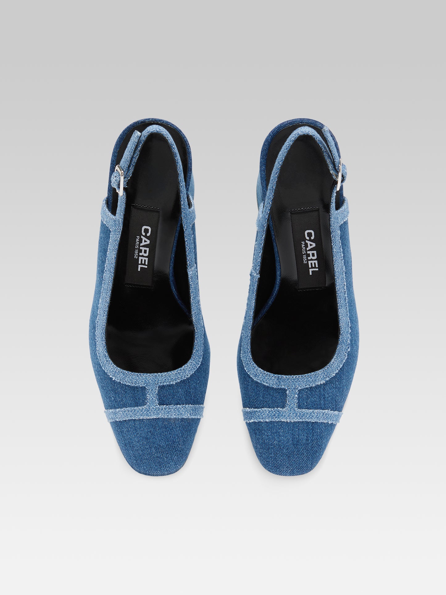 Alizee - Escarpins slingback tissu bi-jeans