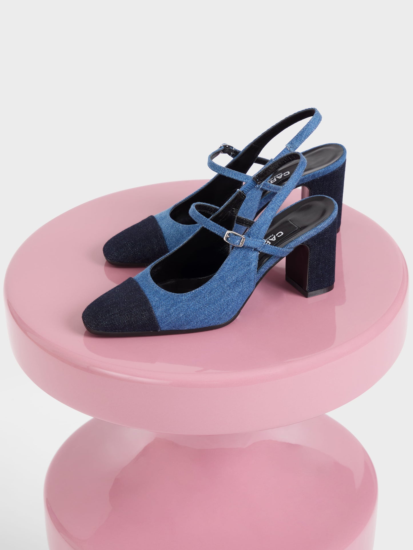 Oceane - Escarpins slingback tissus bi-jeans