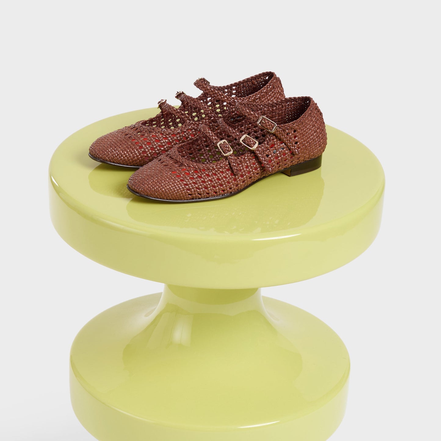 Ariana - Cognac braided leather ballet flats