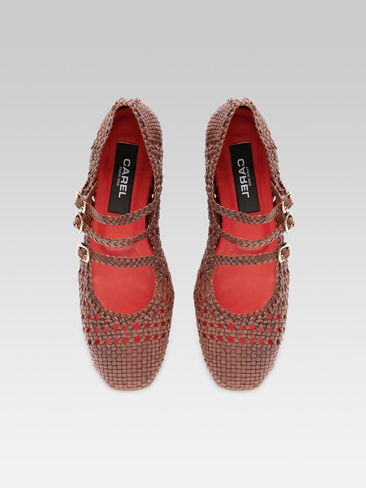 Ariana - Cognac braided leather ballet flats - Image number 5