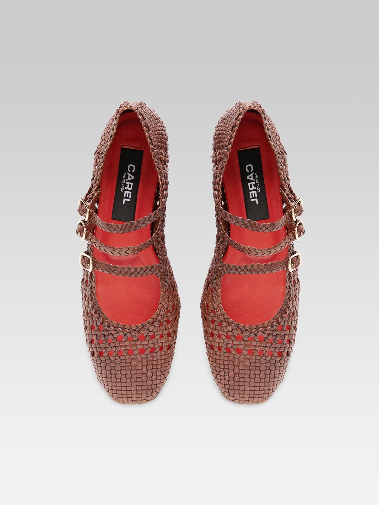 Ariana - Ballerines babies cuir tressé cognac