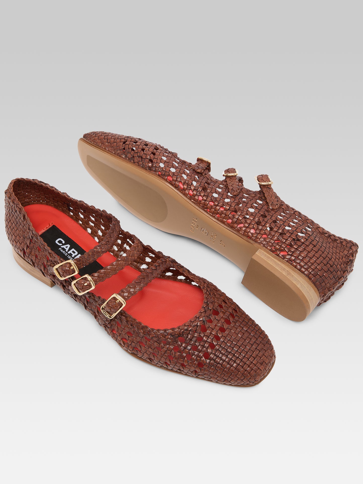 Ariana - Cognac braided leather ballet flats