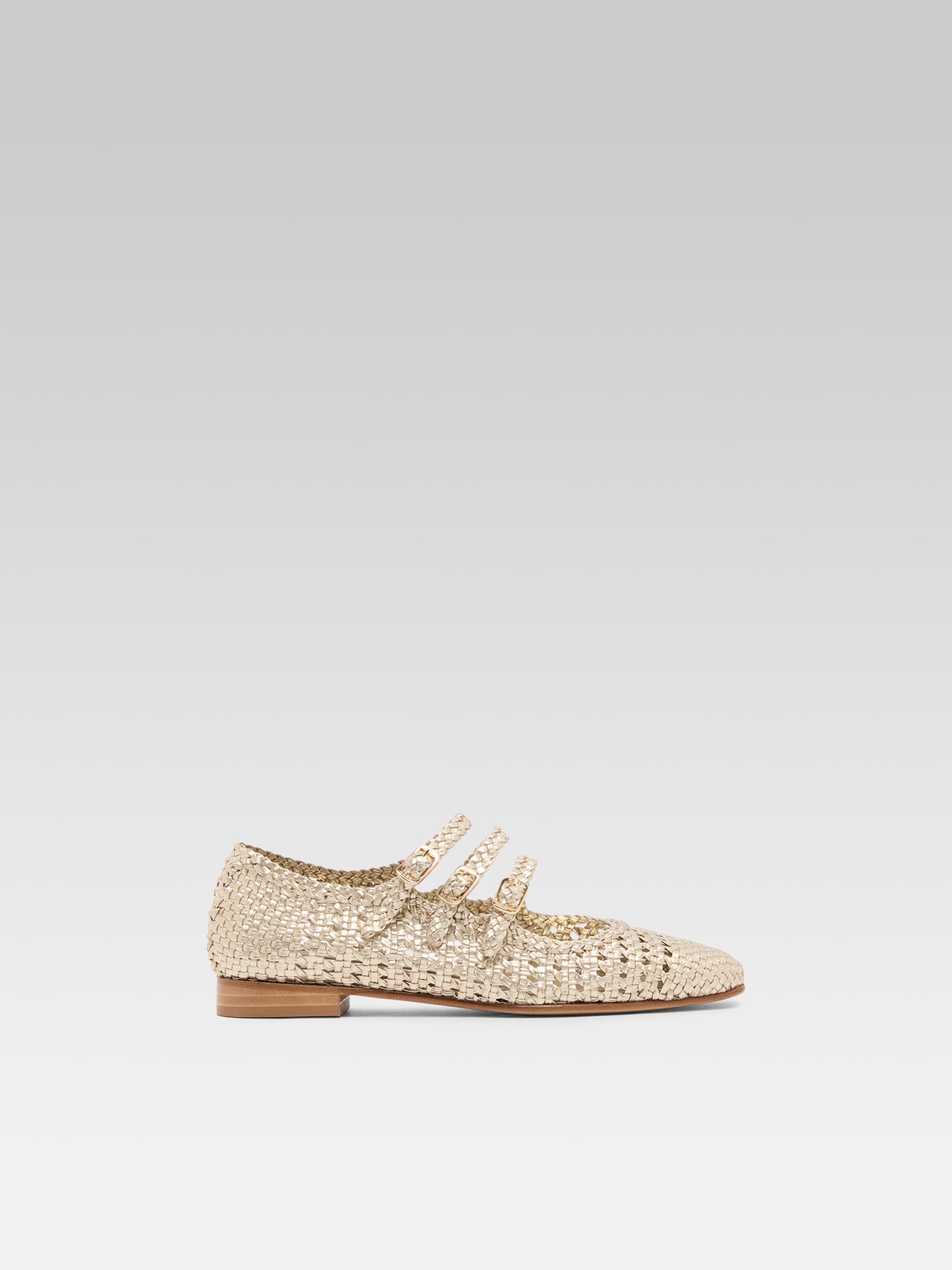 Ariana - Platinum braided leather ballet flats