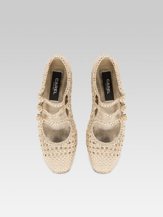 Ariana - Platinum braided leather ballet flats - Image number 5