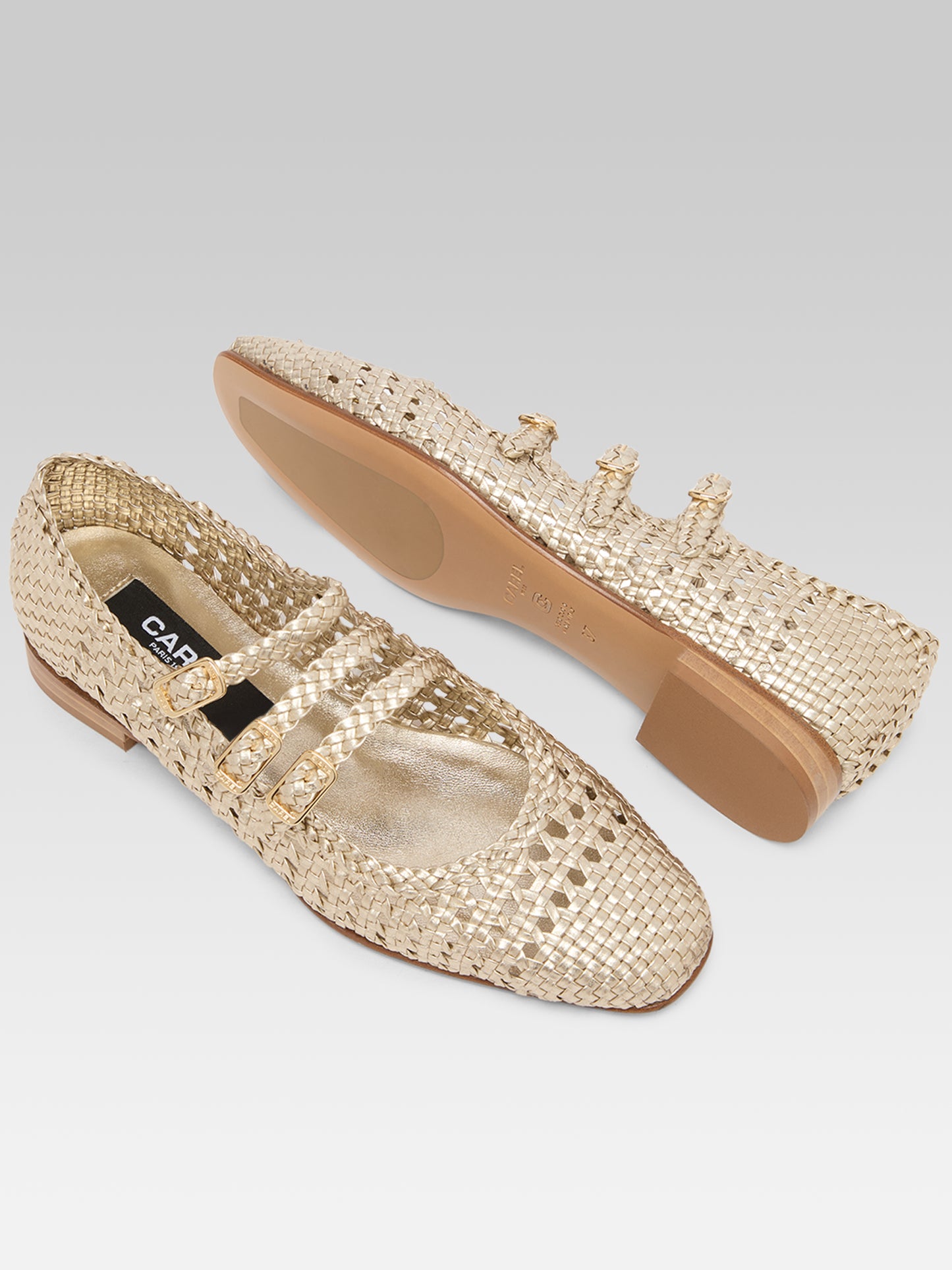 Ariana - Platinum braided leather ballet flats