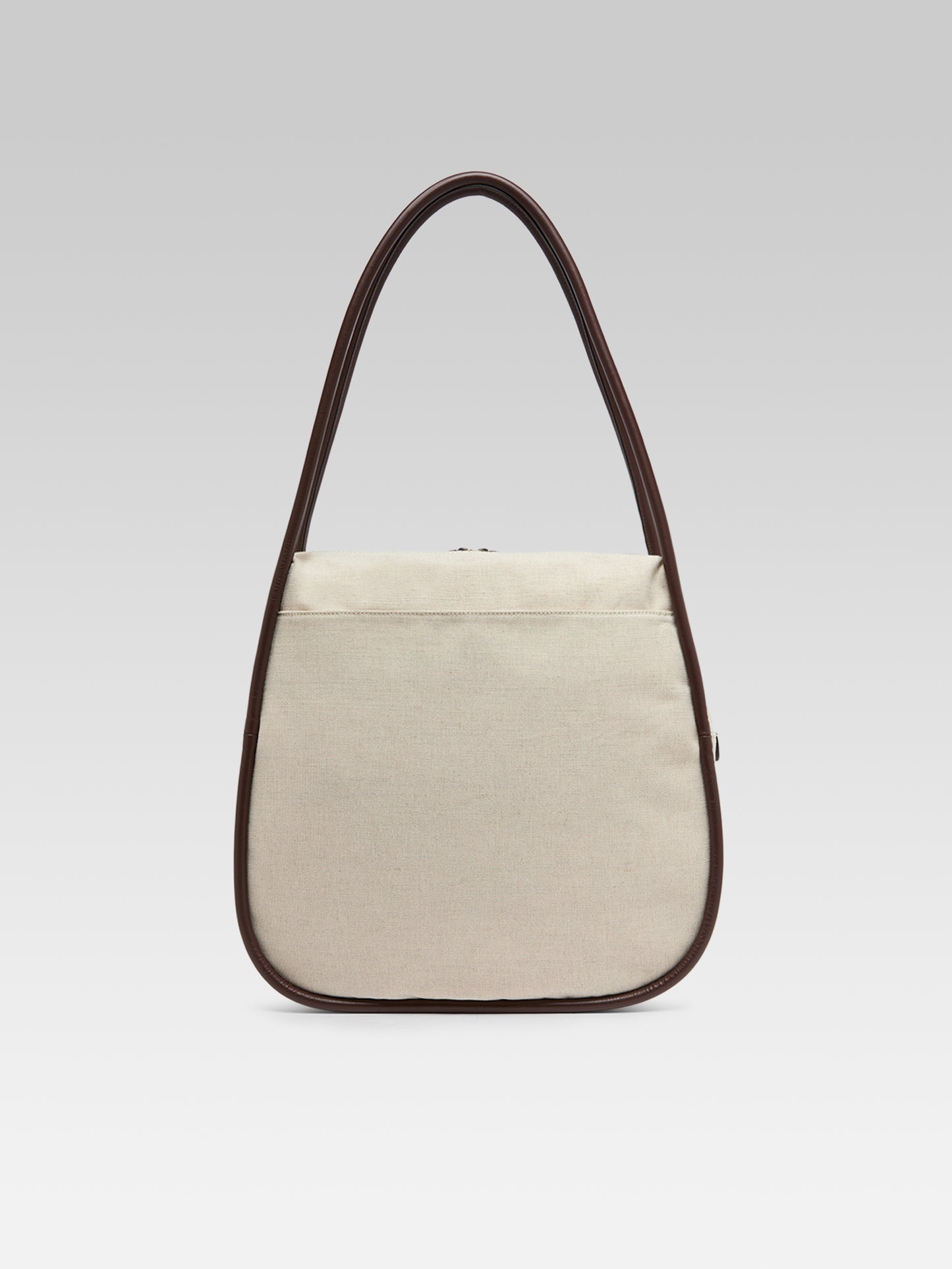 Germain - Beige cotton and brown leather tote bag