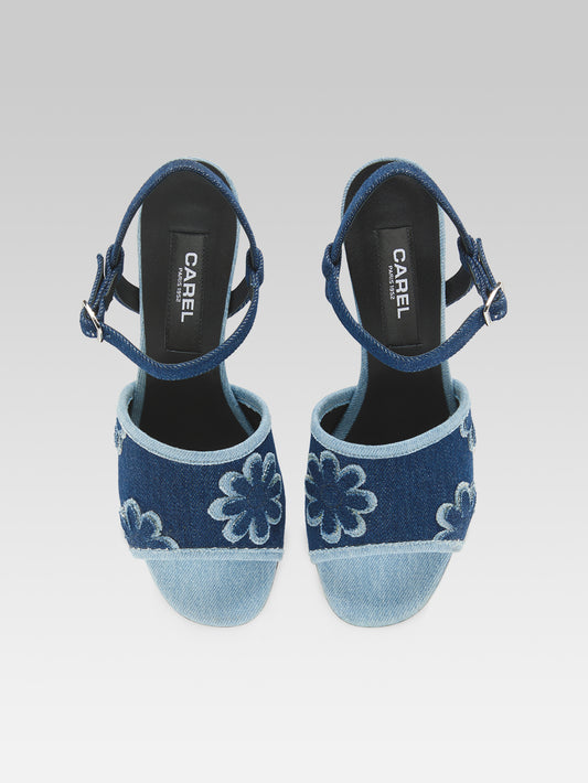 Adriana - Floral denim fabric sandals - Image number 6