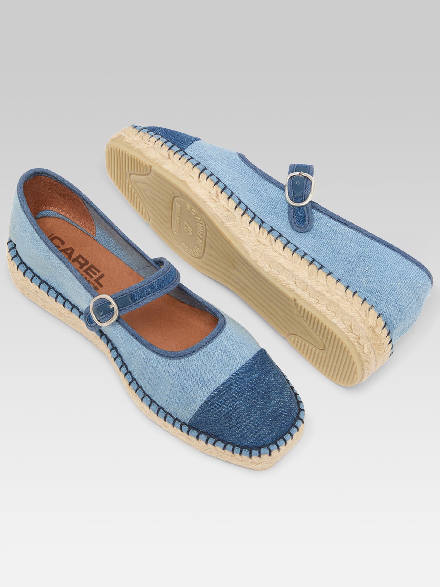 Paraiso - Two-tone denim espadrille Mary Janes