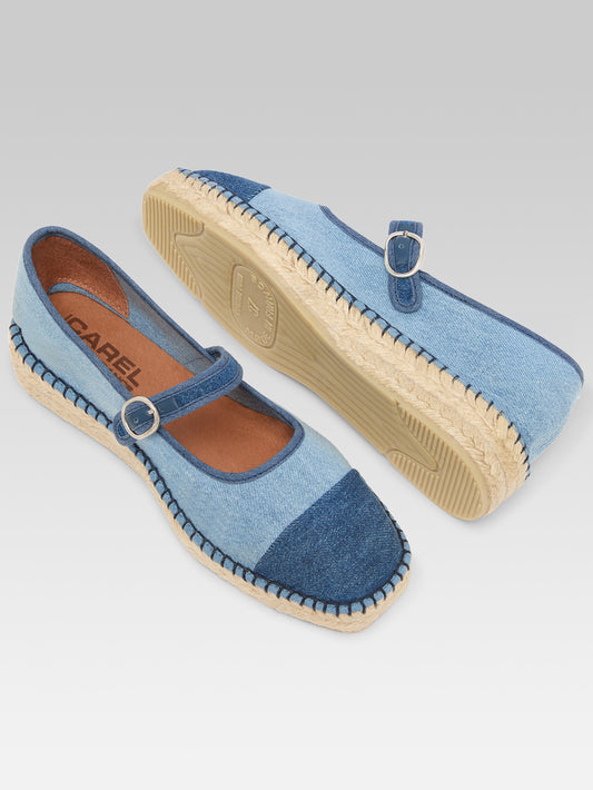 Paraiso - Two-tone denim espadrille Mary Janes - Image number 5