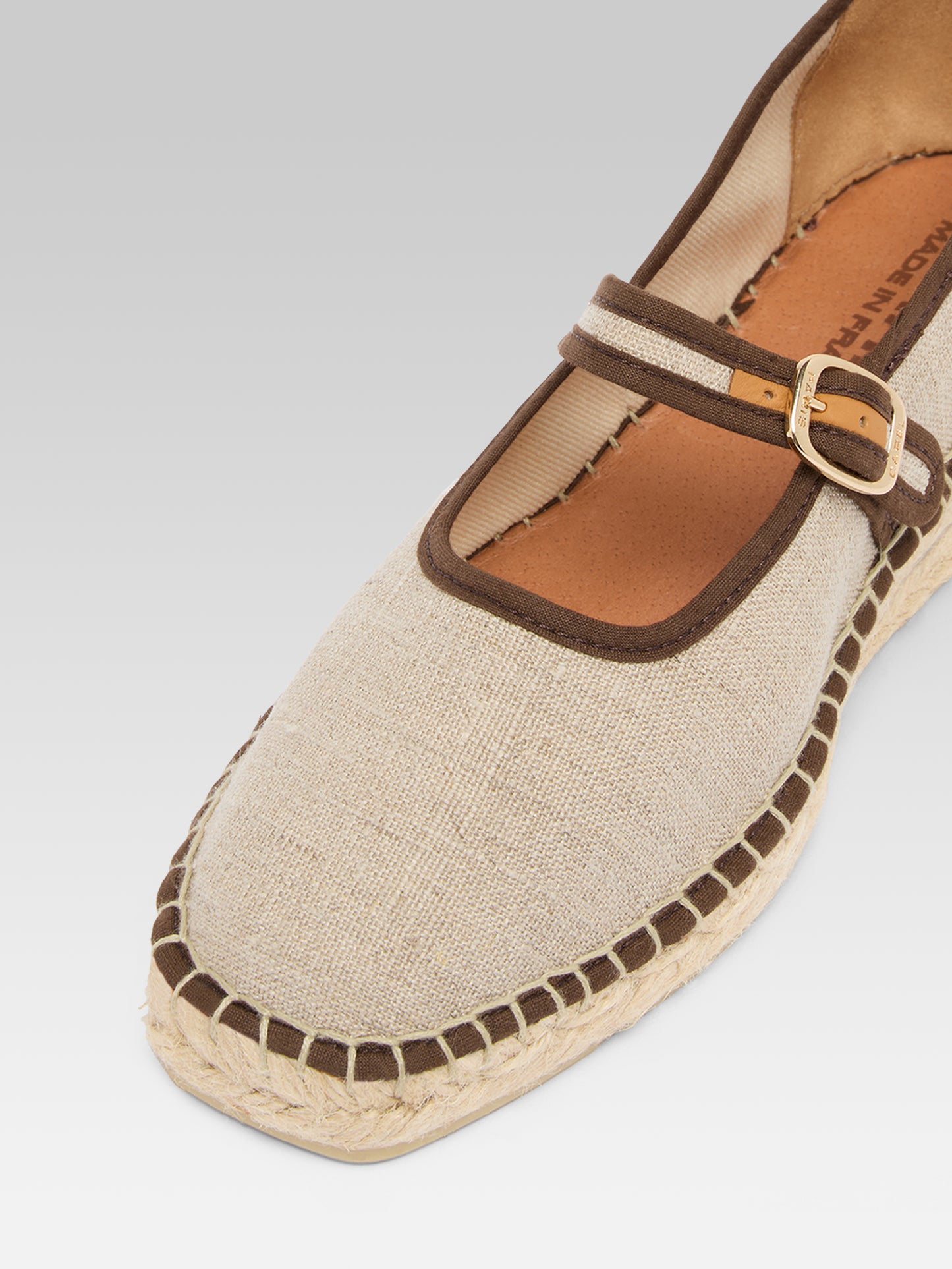 Lagoa - Beige and brown fabric espadrille Mary Janes