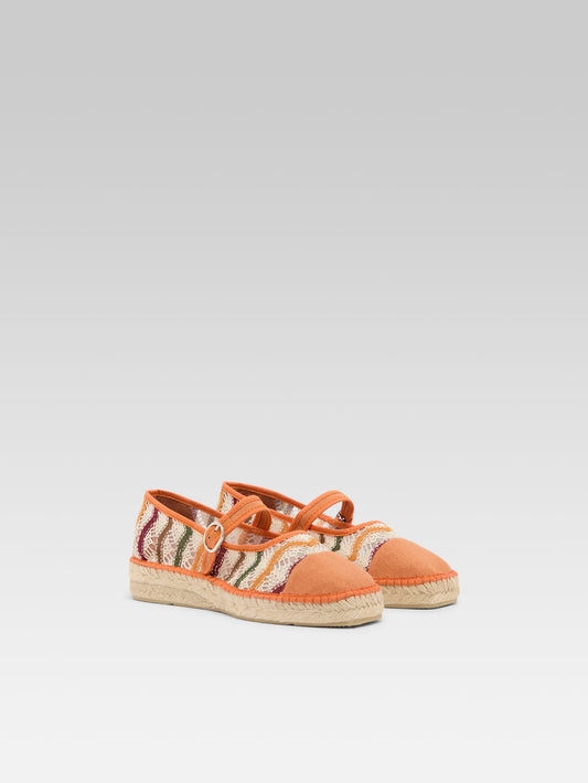 Paraiso - Espadrilles babies tissu orange et crochet - Image numéro 2