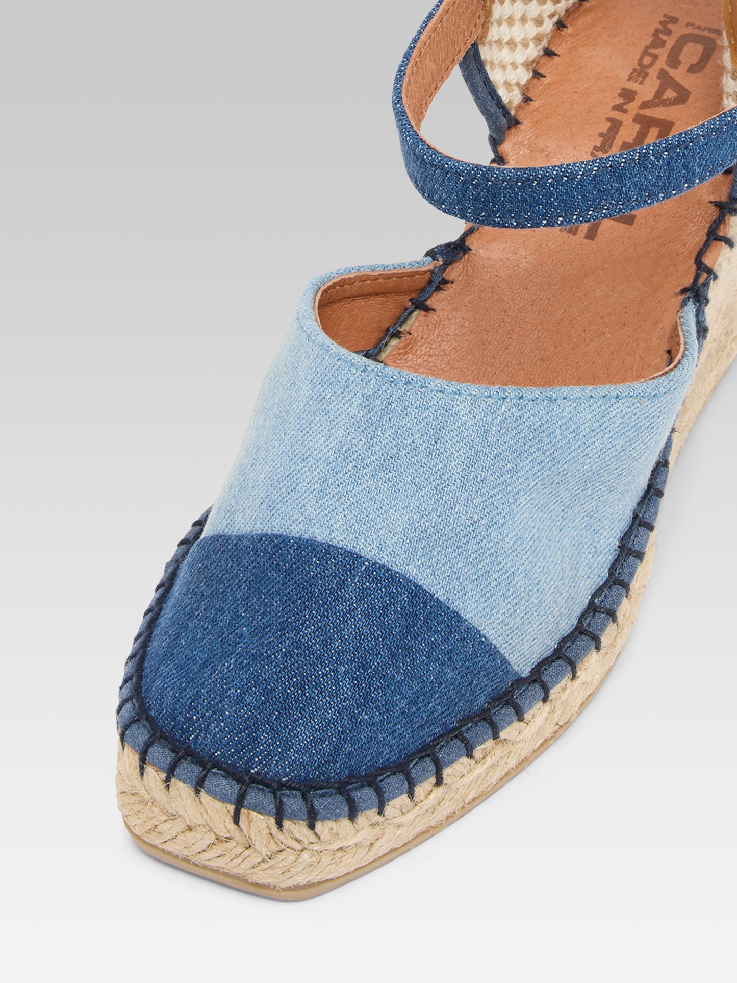 Rio - Two-tone denim wedge espadrilles