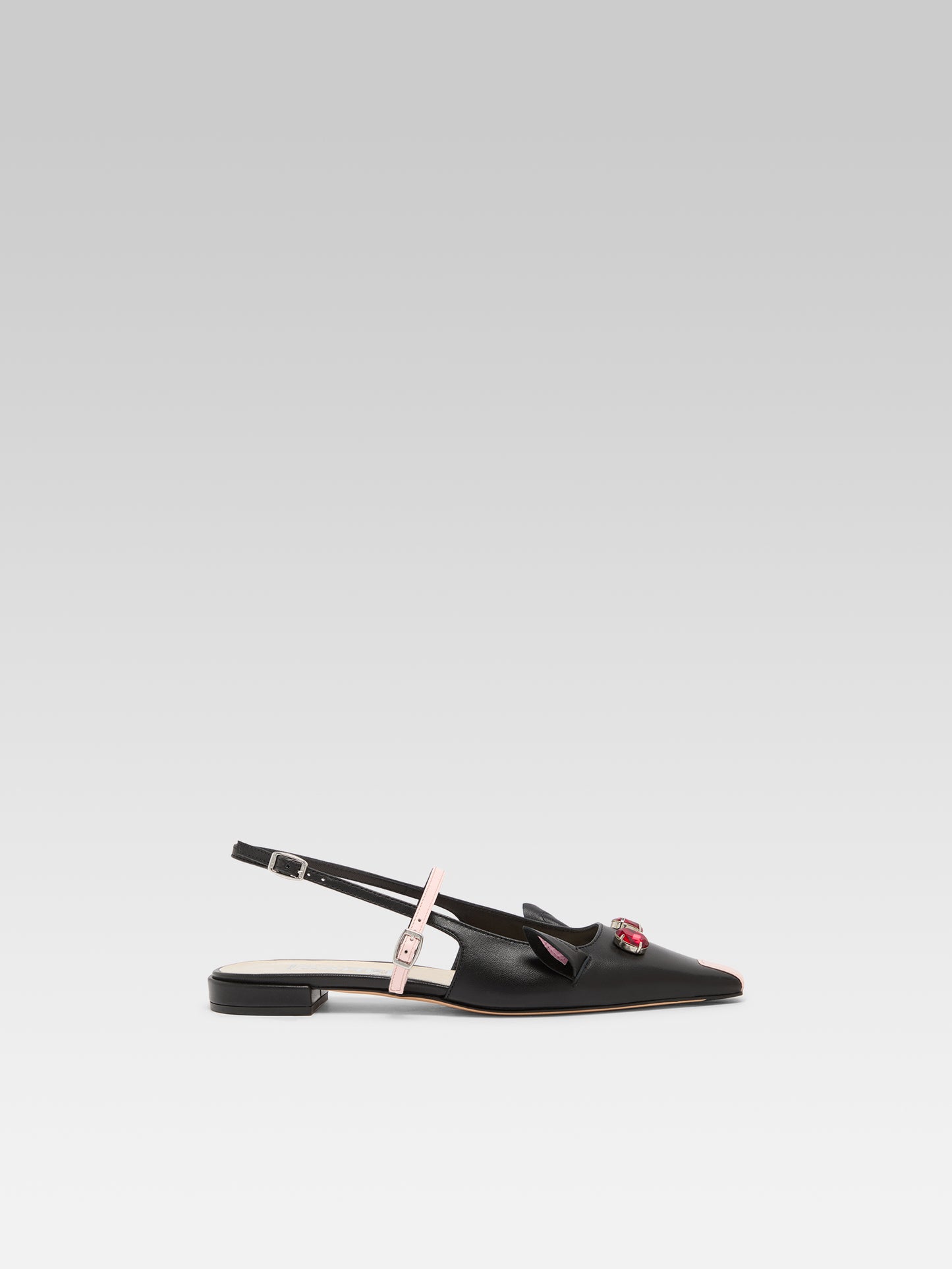 Souris P - Black leather slingback