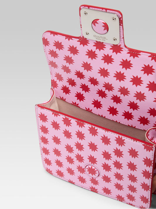 Star M - Pink leather bag with red stars - Image number 3