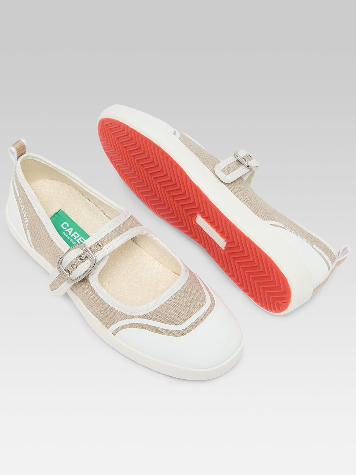 Costa - Tennis à brides toile grège recyclée