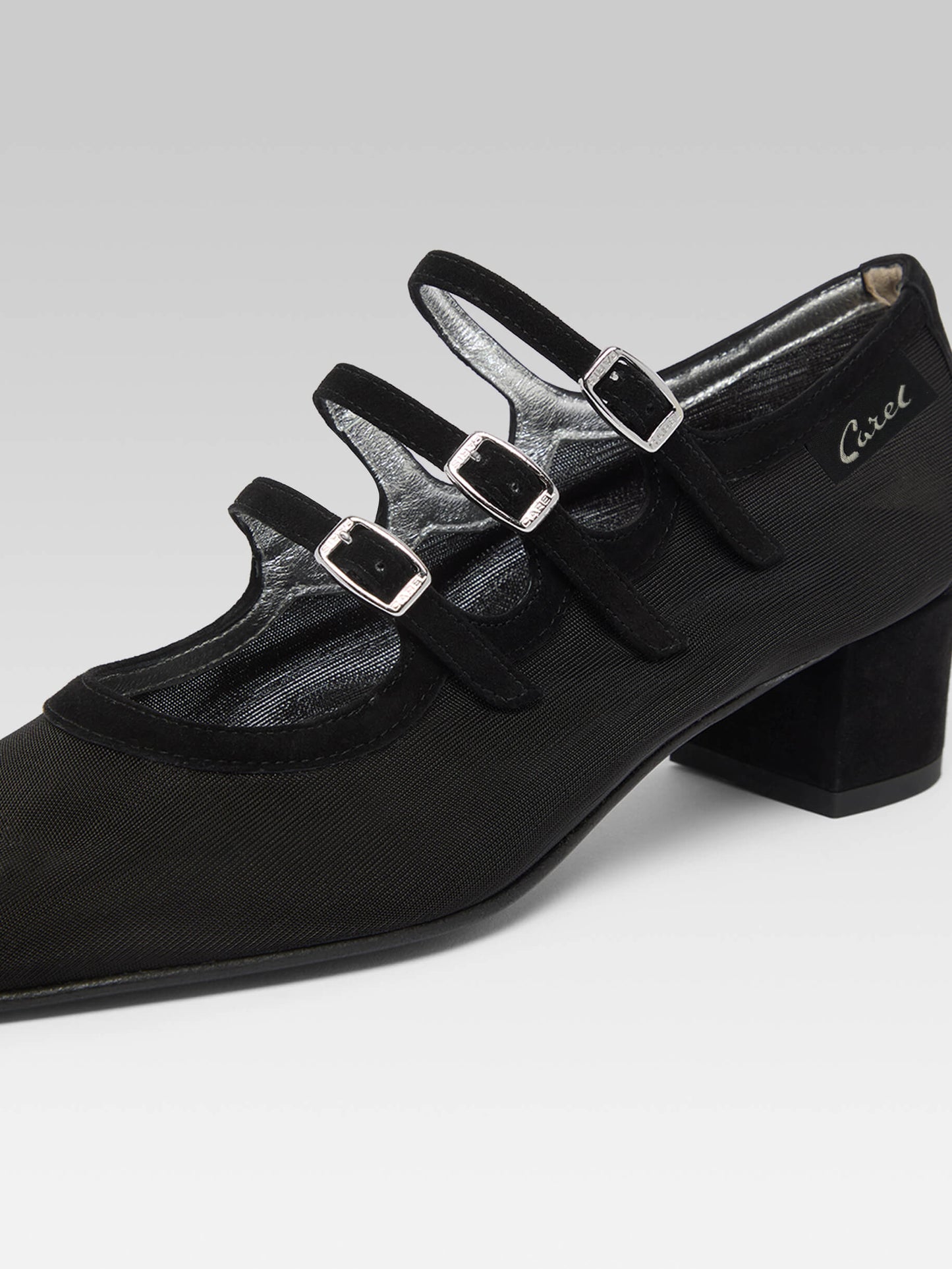 Kina - Escarpins babies résille et cuir noir