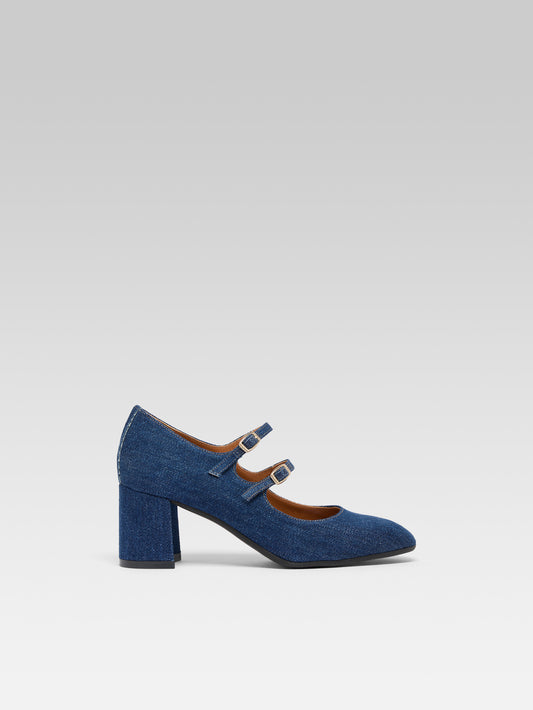 Alice - Raw denim fabric Mary Janes pumps