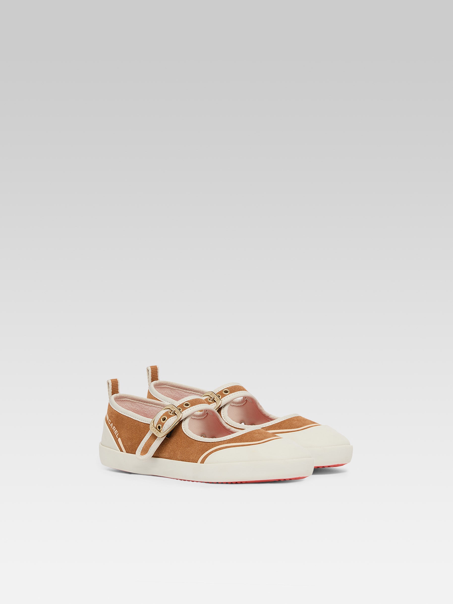 Costa - Tennis à brides cuir velours caramel - Image numéro 2