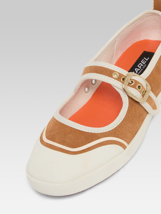 Costa - Caramel suede leather tennis shoes with straps - Image number 5