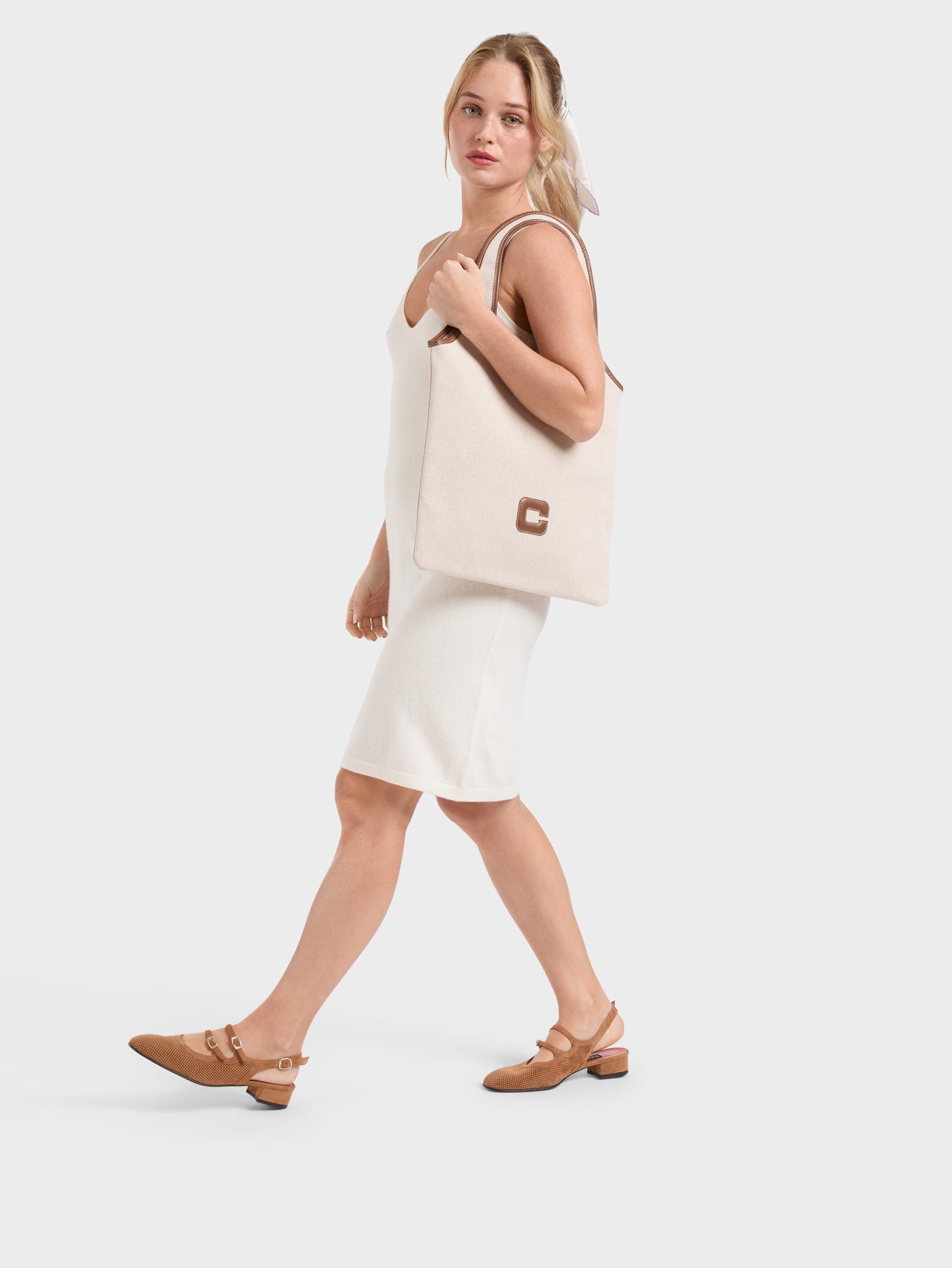Peche - Cognac perforated suede leather slingback Mary Janes