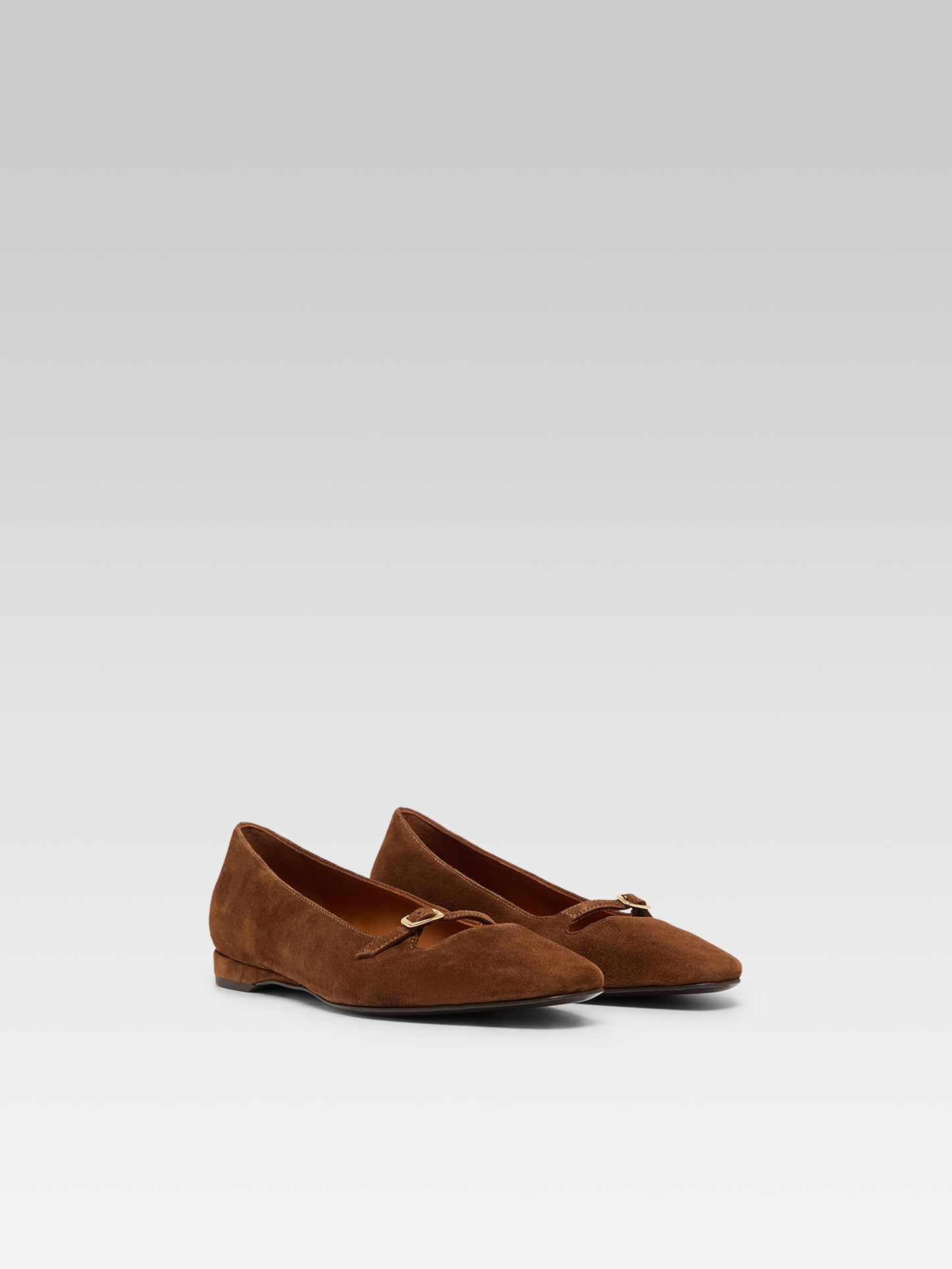 Emilie - Ballerines cuir velours cognac