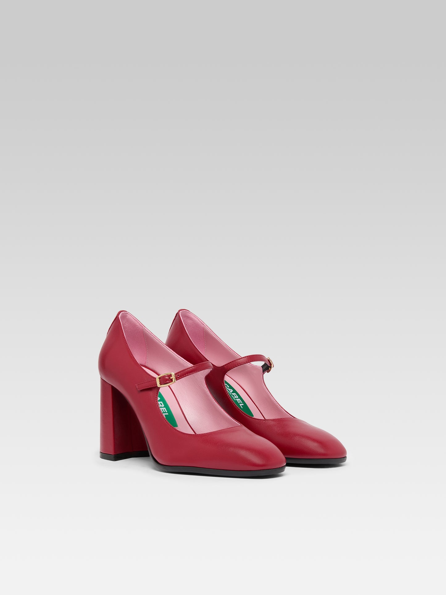 Sacha - Red upcycled leather Mary Jane pumps