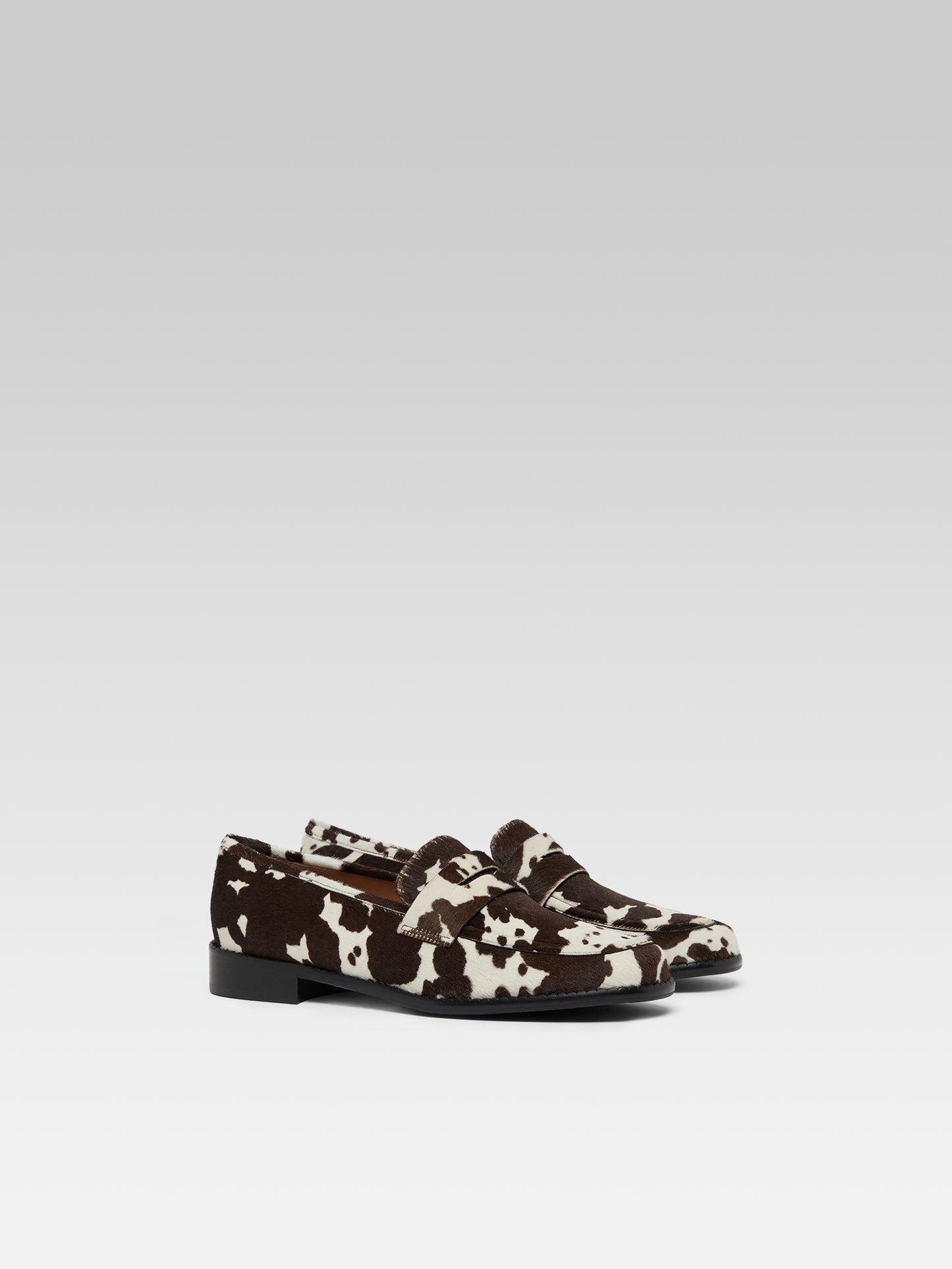 Penny - Cow print pony leather loafers