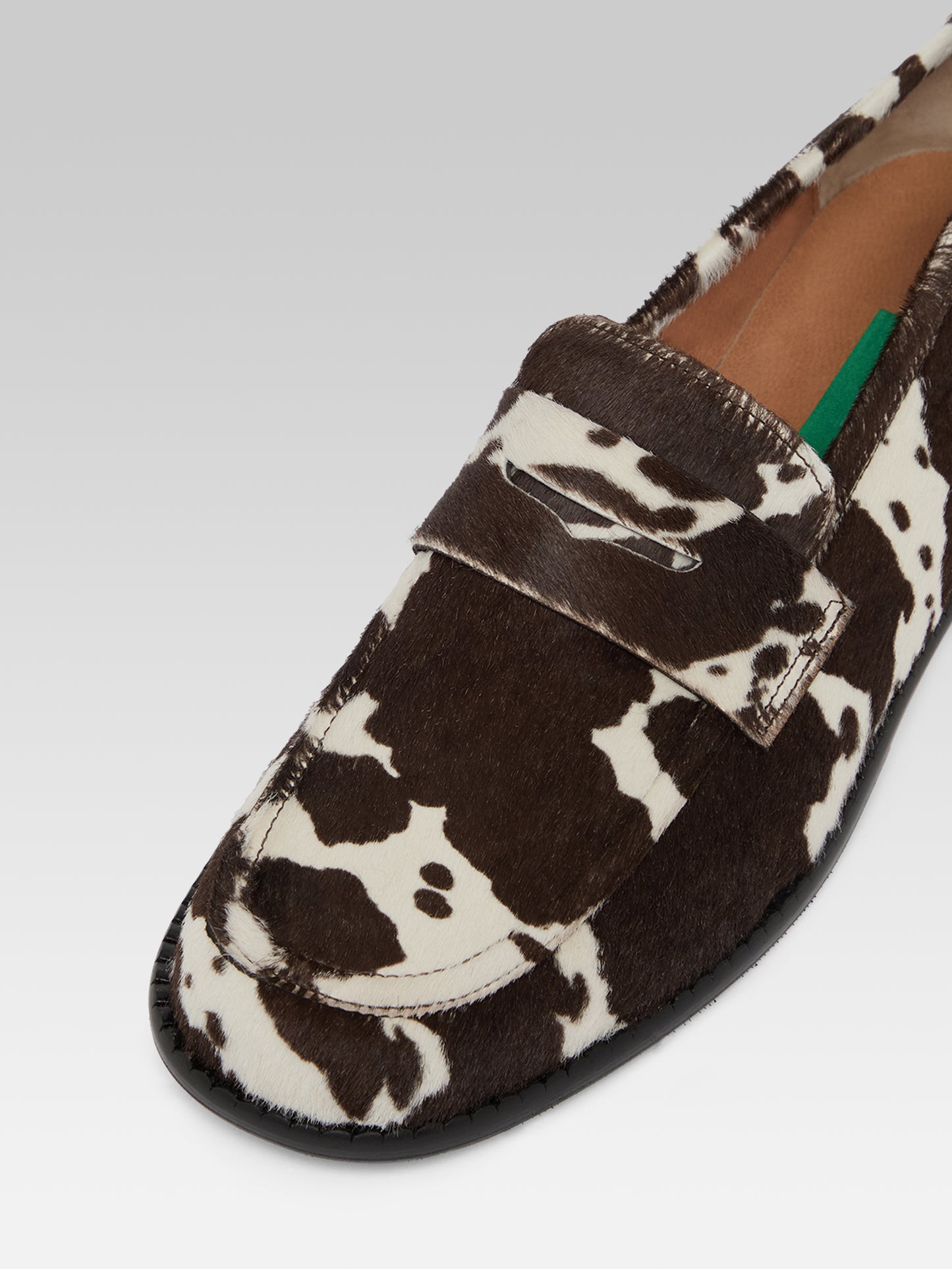 Penny - Cow print pony leather loafers