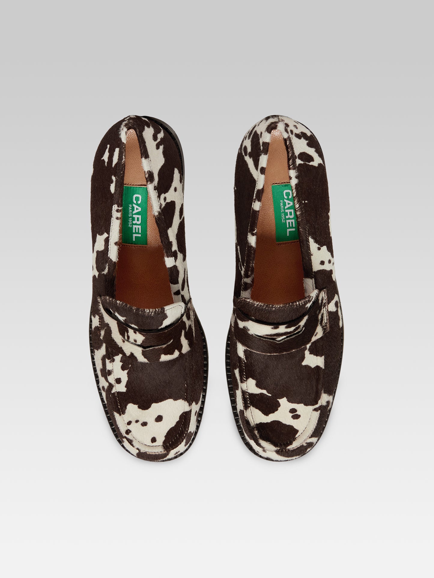Penny - Cow print pony leather loafers