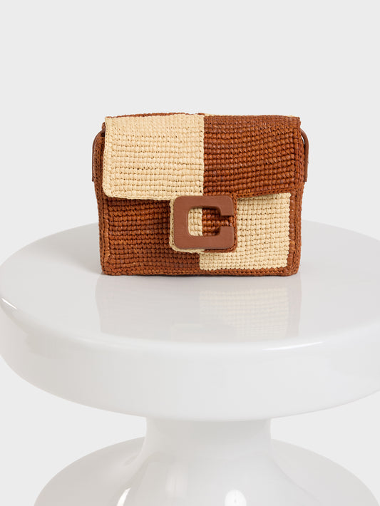 Mini Sorbonne - Sac raphia beige et marron - Image numéro 10