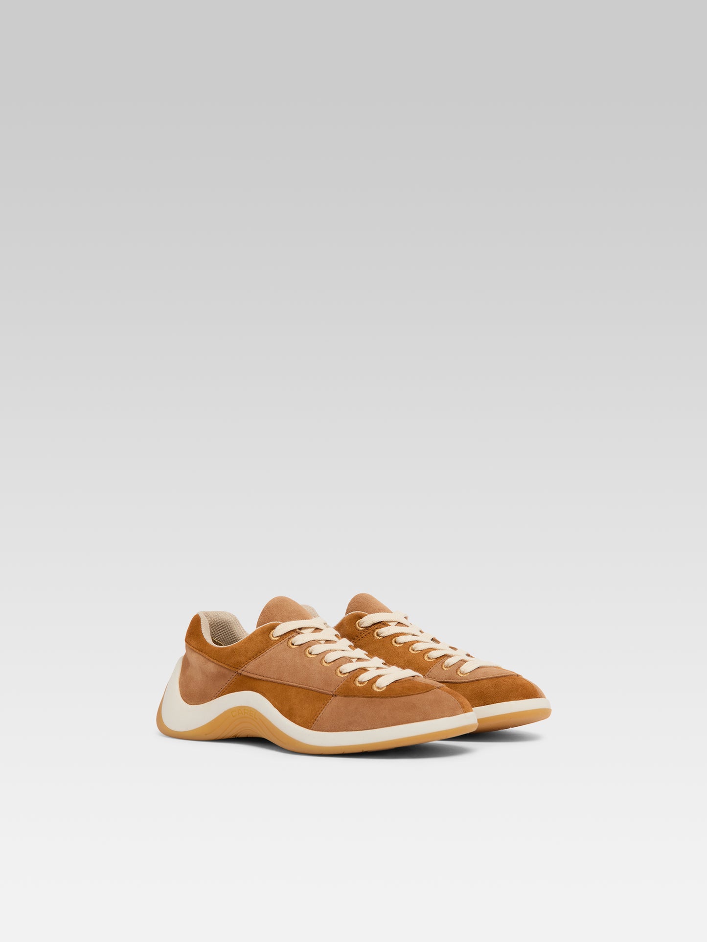 Jane - Two-tone brown suede leather tennis shoes