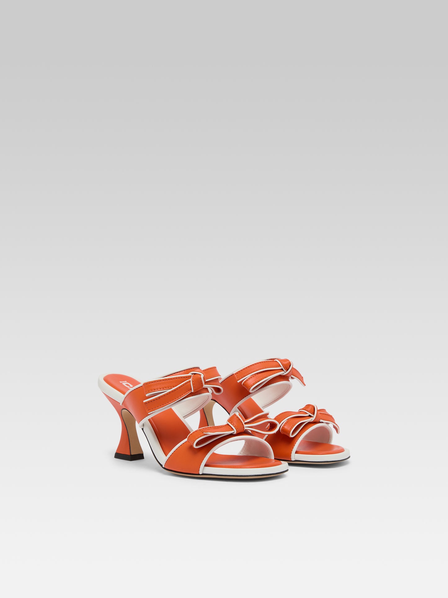 Laranja - Mules cuir orange et blanc