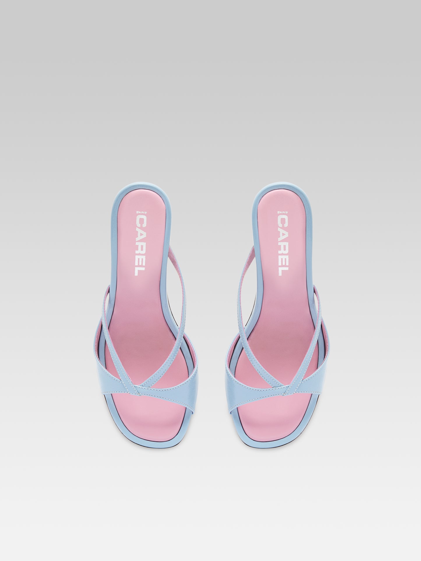 Athena - Sky blue leather strappy mules