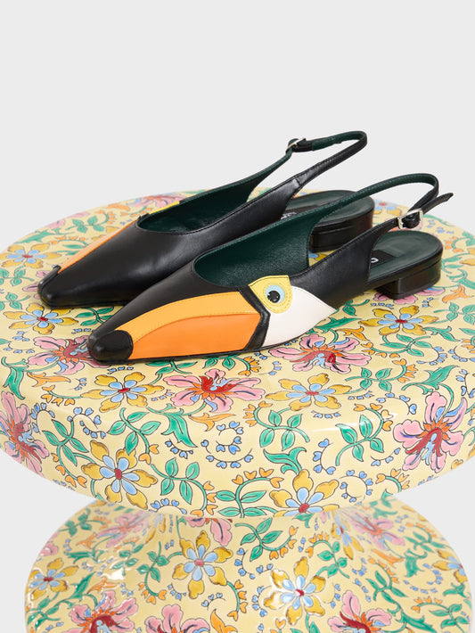 Toucan - Slingback cuir noir et verni orange - Image numéro 9