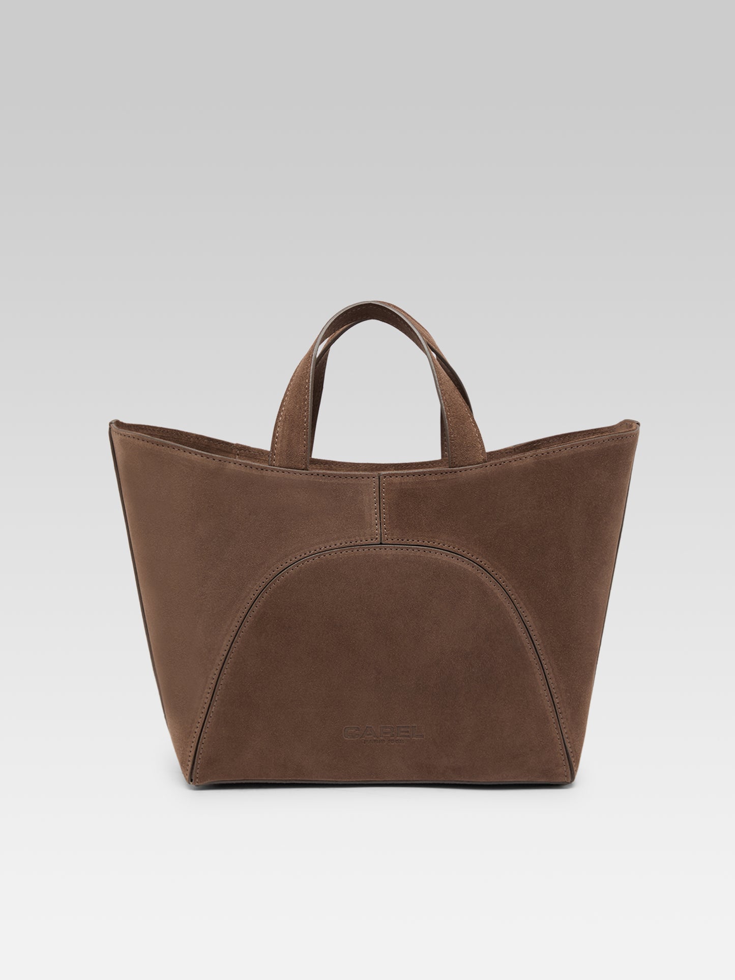 Clem - Mini sac cabas cuir velours mocha