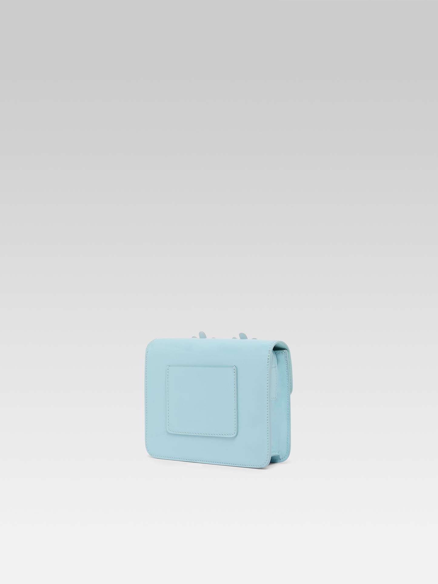 Daisy M - Sac cuir verni bleu clair et marguerites