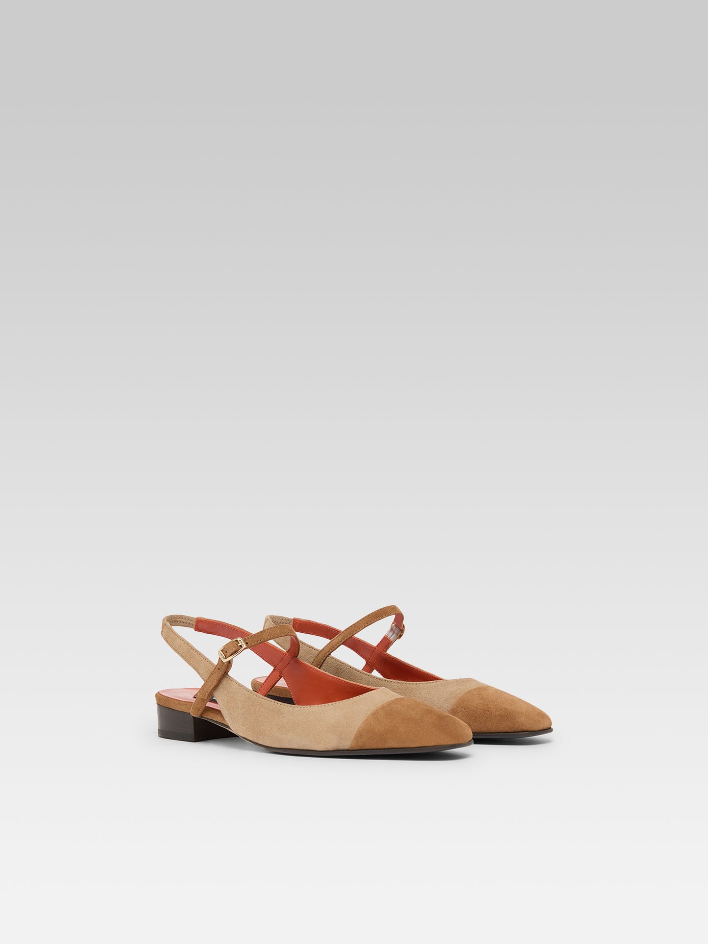Oceano - Slingback cuir velours beige et cognac