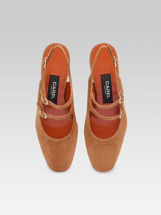 Banana - Babies slingback cuir velours cognac - Image numéro 5