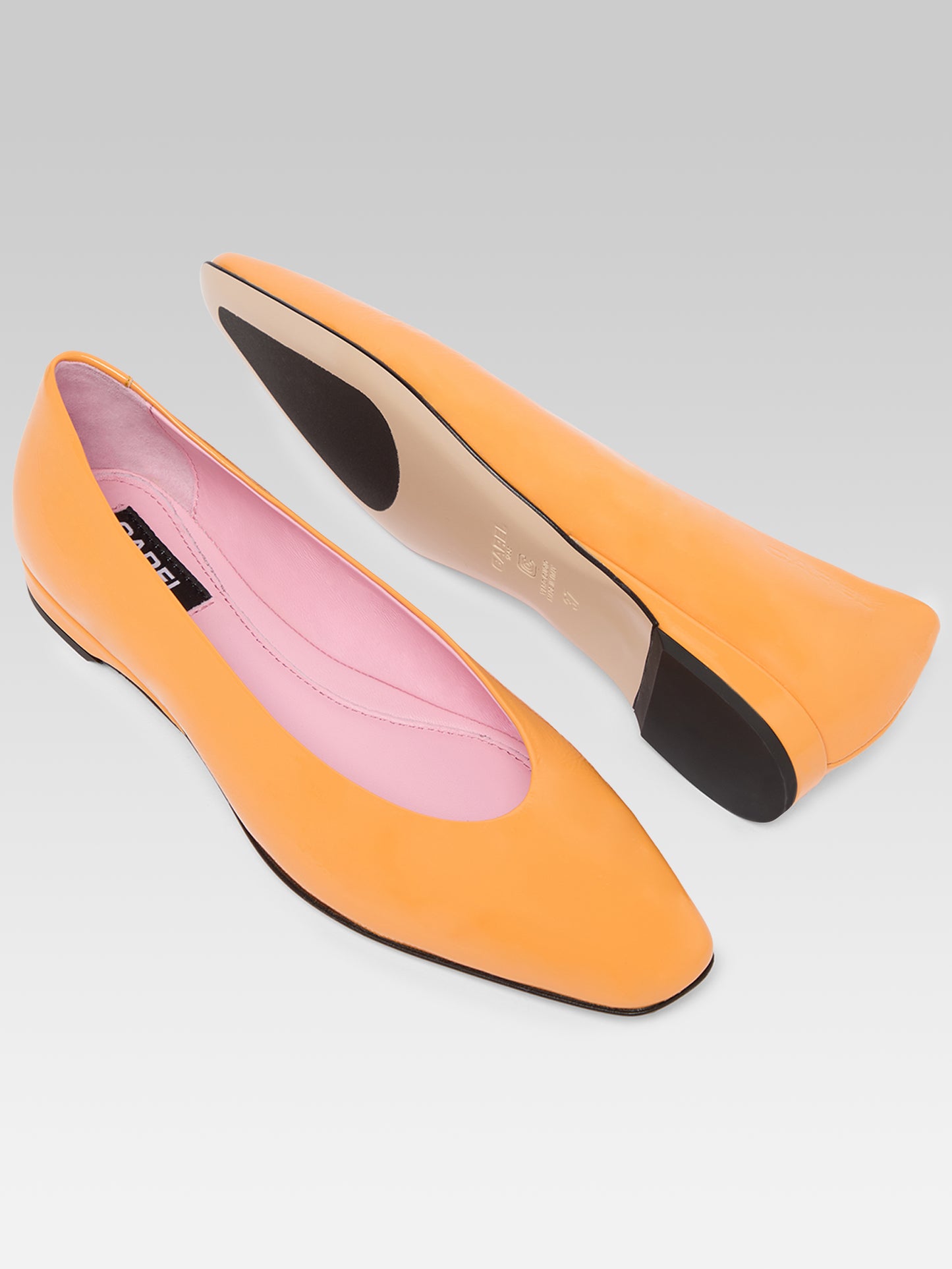 Emilia - Orange naplack leather ballet flats