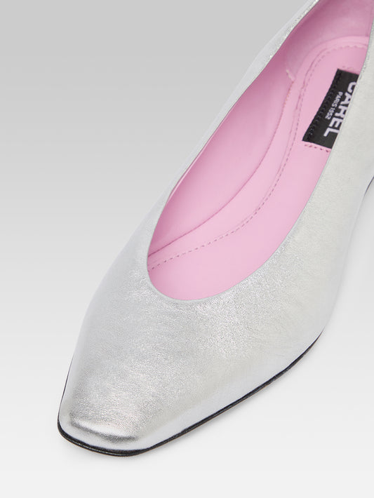 Emilia - Ballerines cuir laminé argent - Image numéro 2