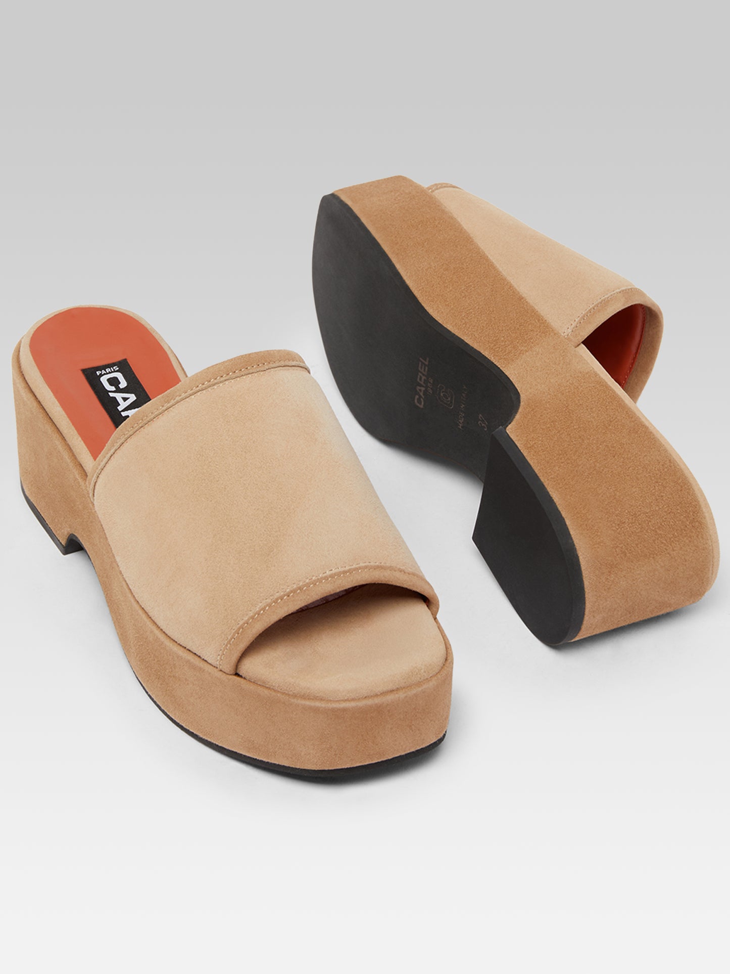 Adri - Mules cuir velours cappuccino