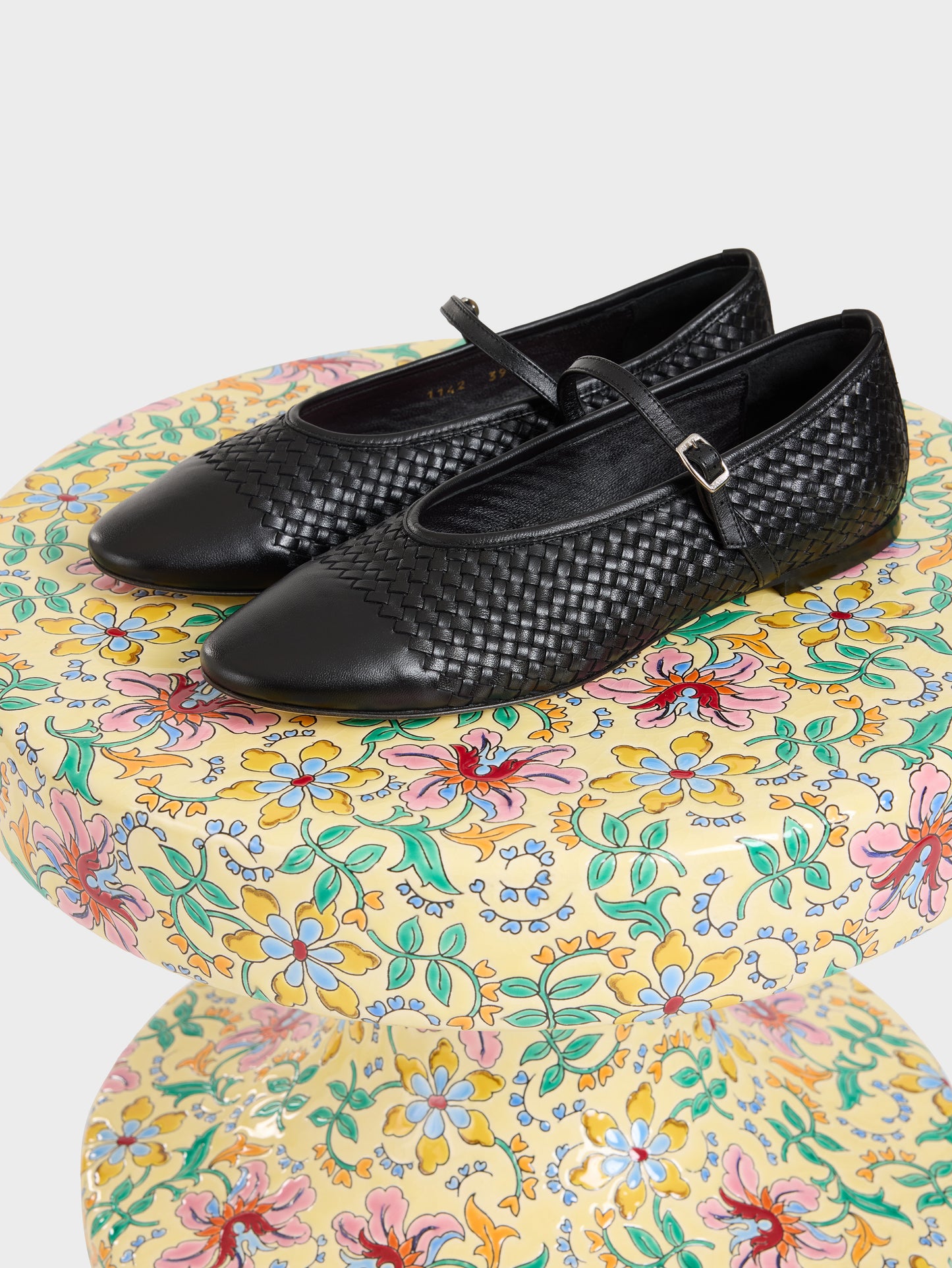 Tracy - Black braided leather ballet flats