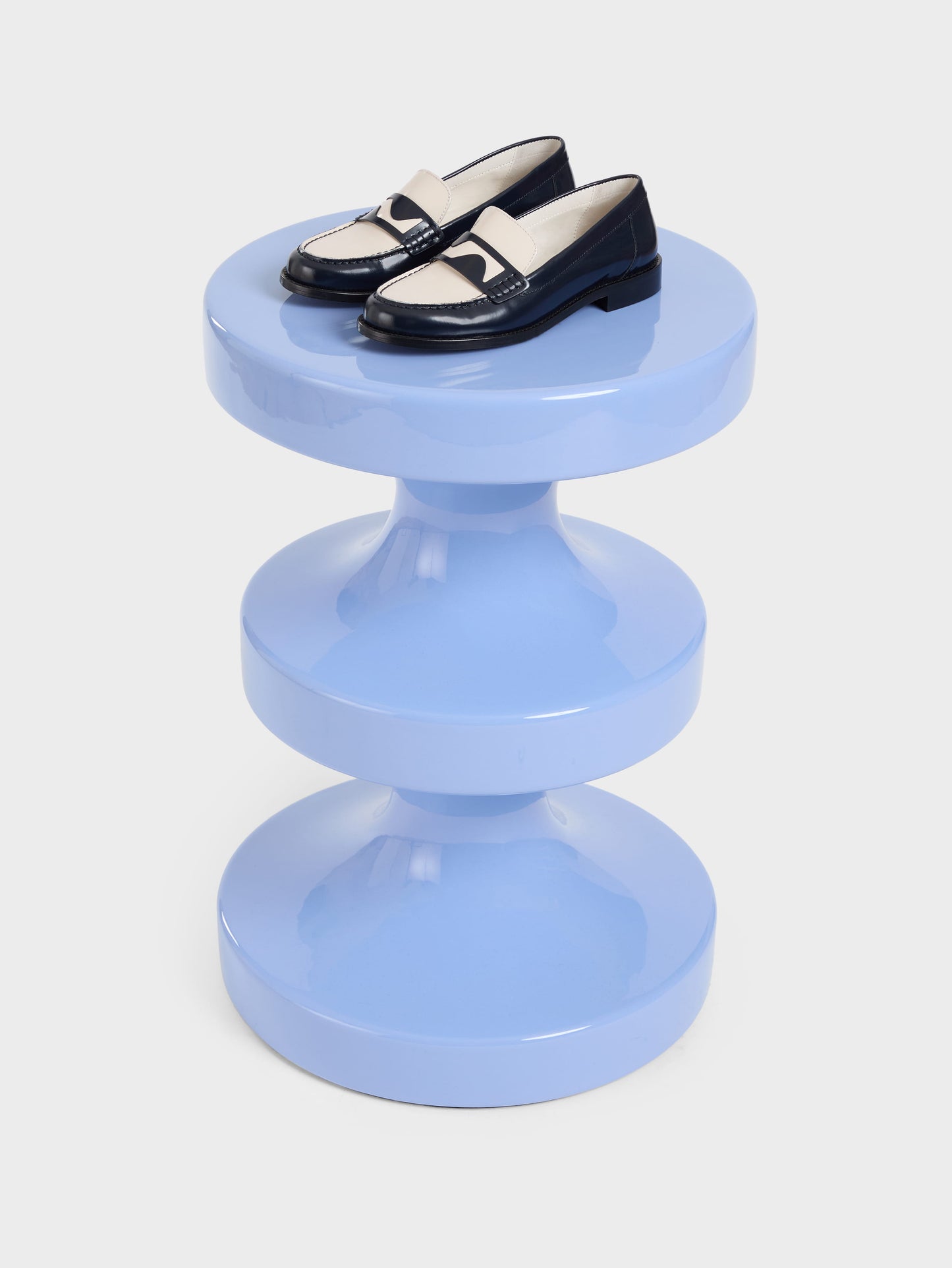 Bossa - Navy blue and ivory glossy leather loafers