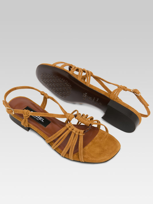 Janeiro - Cognac suede leather sandals - Image number 5