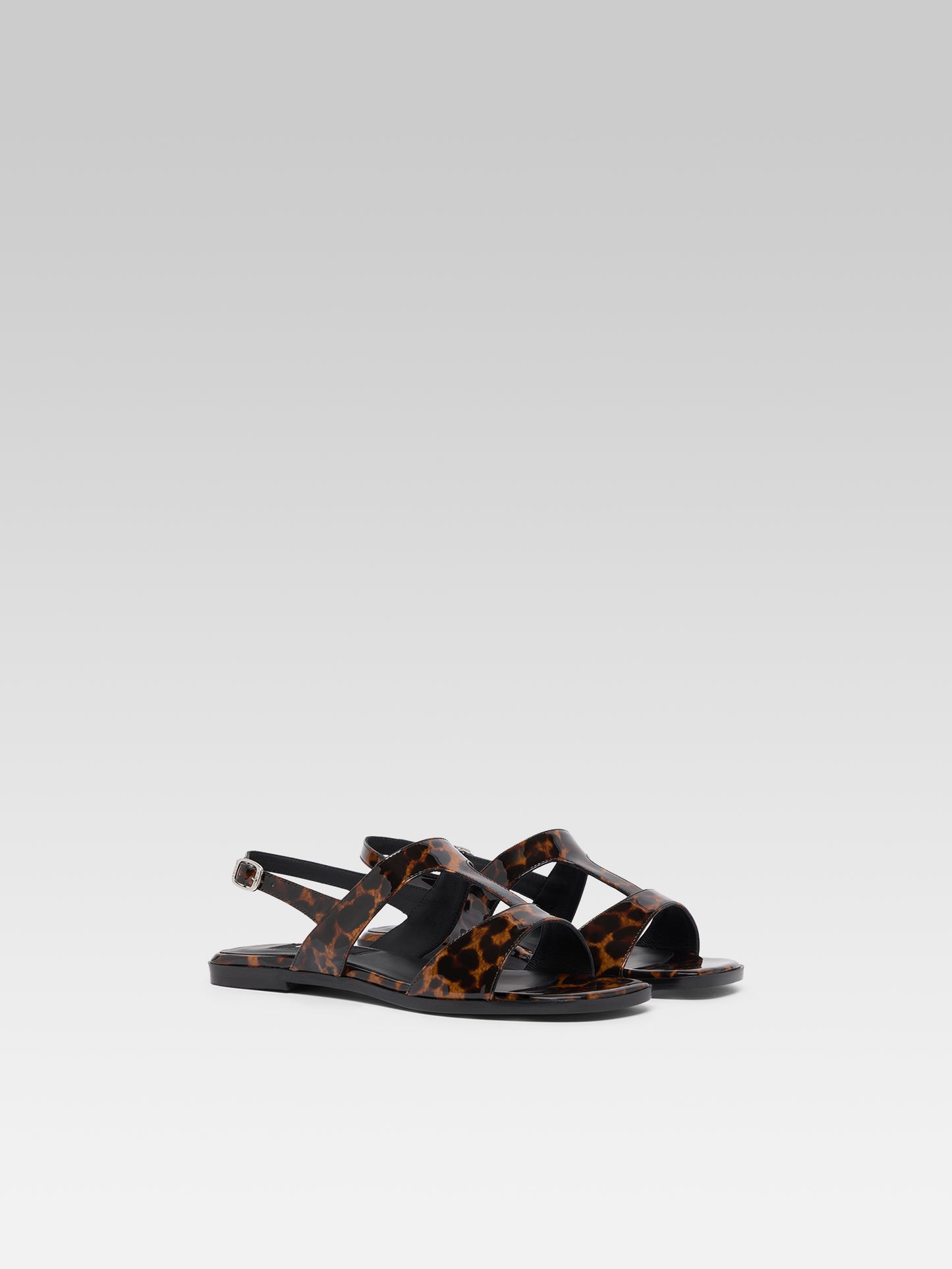 Roma - Sandales cuir verni léopard marron