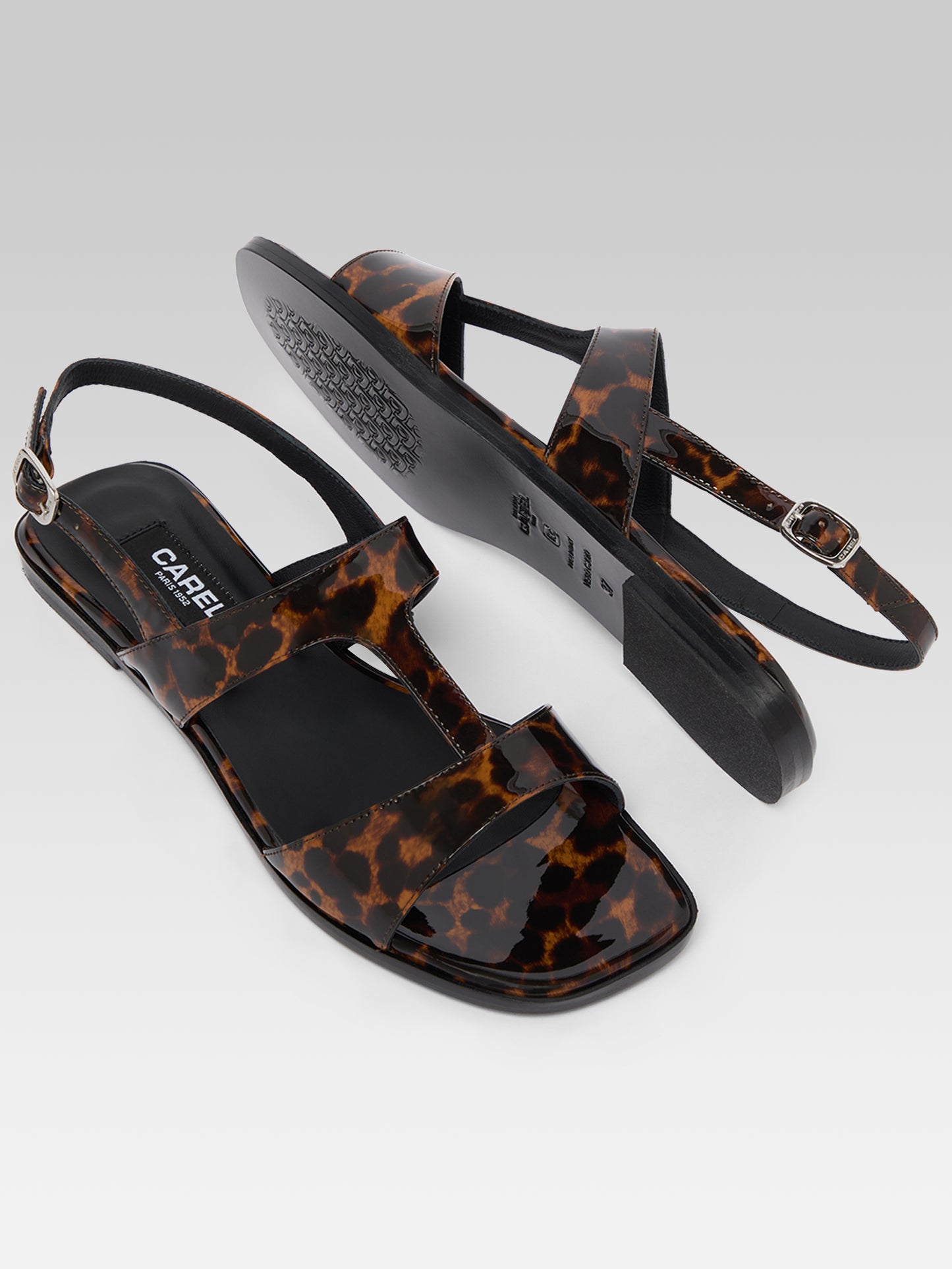 Roma - Sandales cuir verni léopard marron