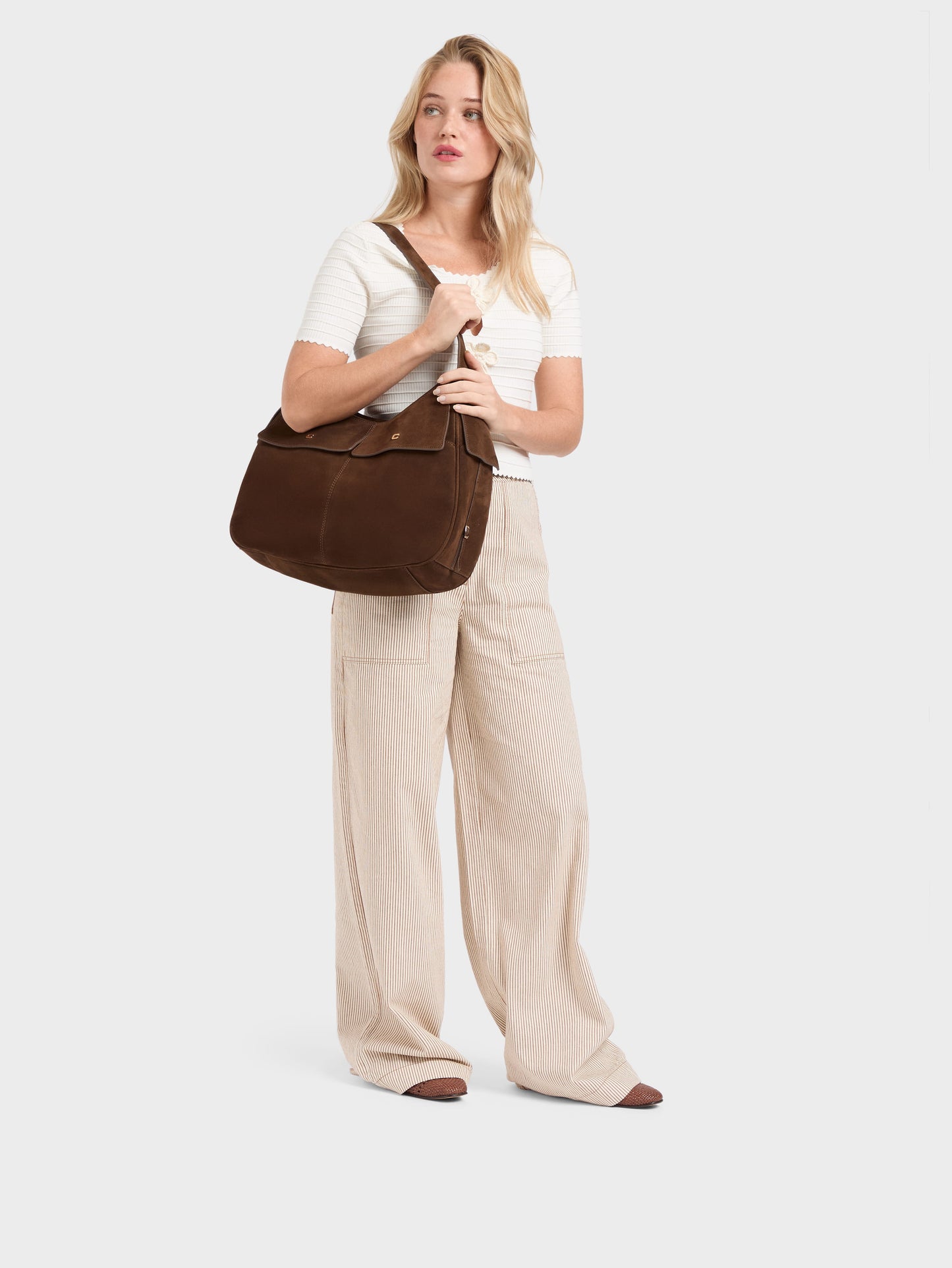 Orsay - Brown suede leather shoulder bag