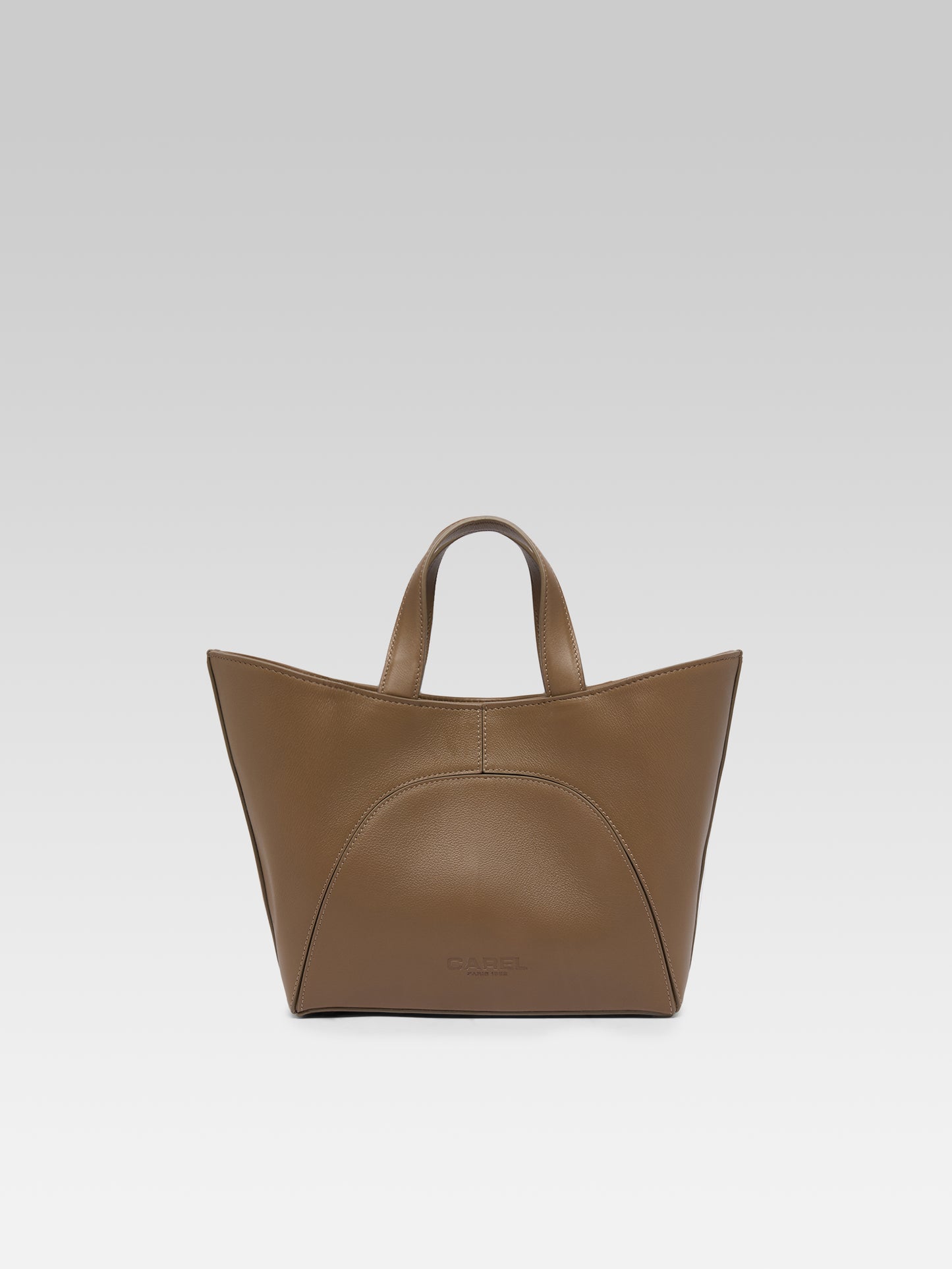 Clem - Mini sac cabas cuir grainé taupe upcyclé